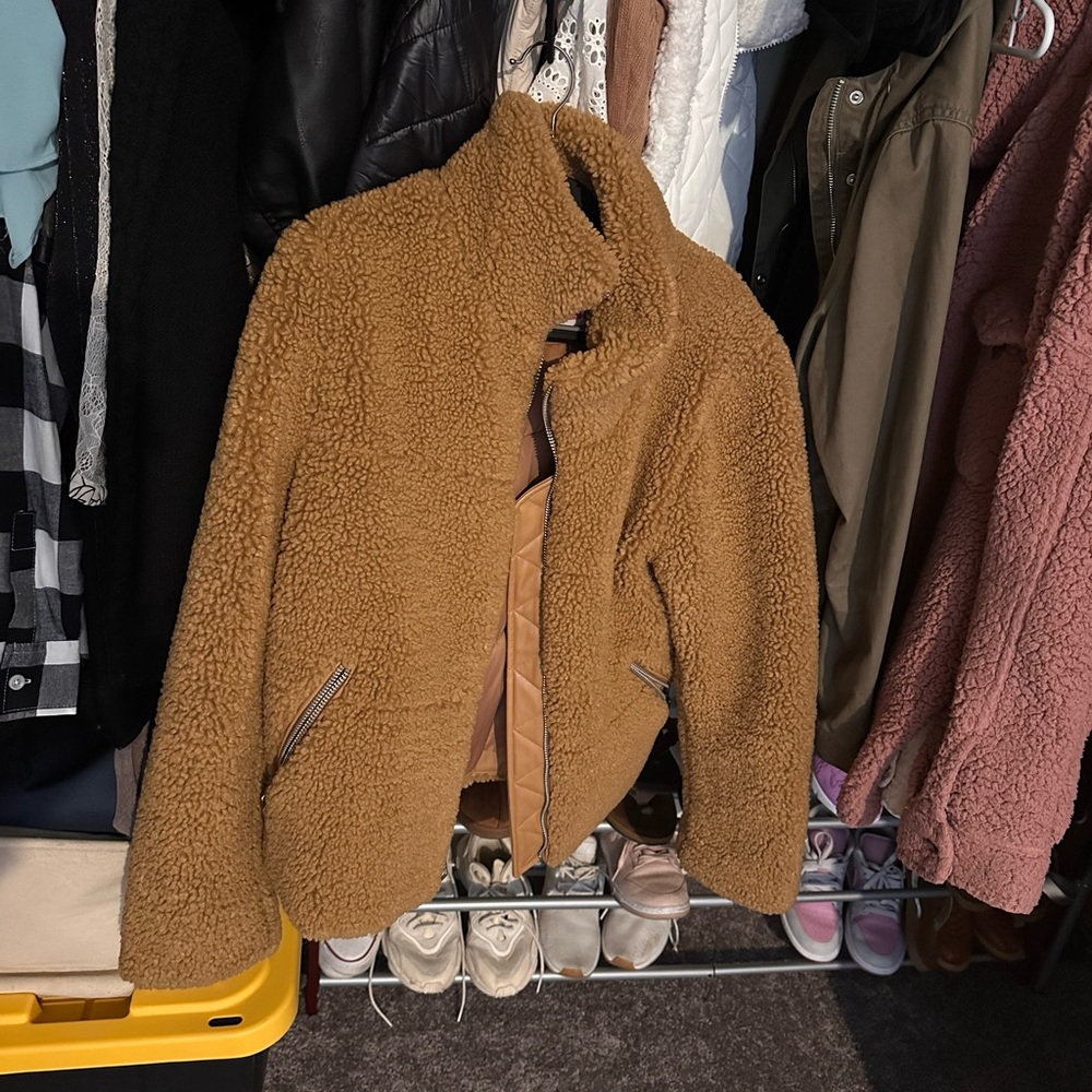 Levi's Plush Tan Teddy Jacket with Cozy High Collar